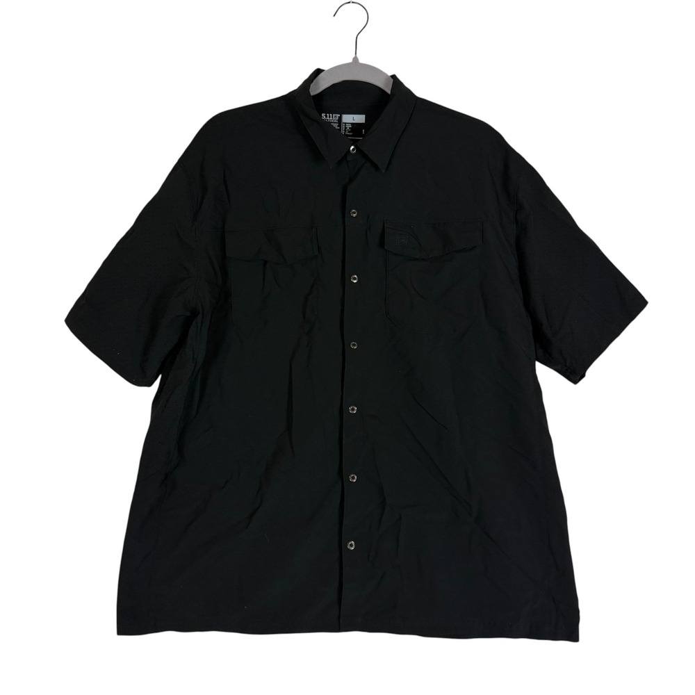 5.11 Tactical Shirt Mens Large Black Short Sleeve Snap Front Vented Workwear